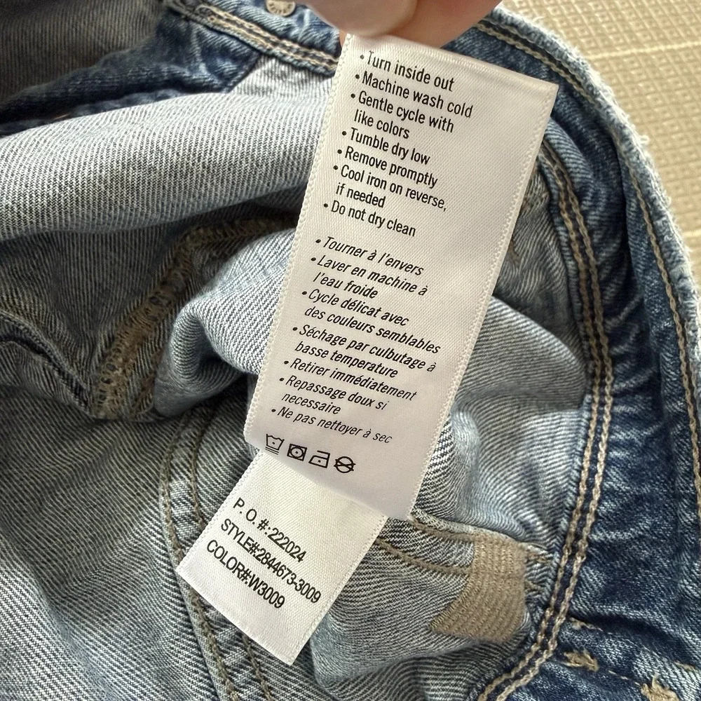Paige Denim Jean Jacket Sz Small Distressed Medium Wash Raw‎ Trim
